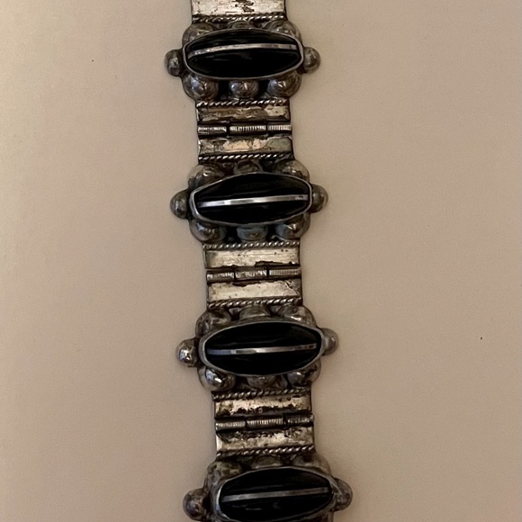Vintage 925 Sterling Silver 🖤 Onyx Bracelet - Picture 2 of 10